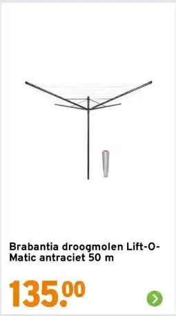 GAMMA Brabantia droogmolen Lift-O-Matic antraciet 50 m aanbieding