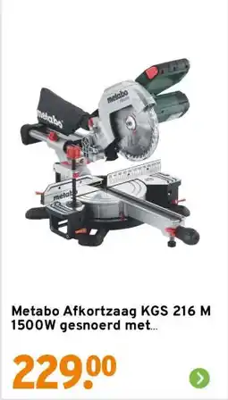GAMMA Metabo Afkortzaag KGS 216 M 1500W gesnoerd met trekfunctie aanbieding