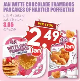 De Boerenschuur Jan witte chocolade framboos pancakes of hartjes poffertjes aanbieding
