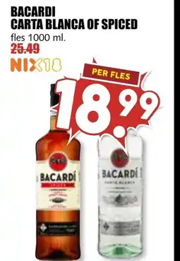 De Boerenschuur Bacardi carta blanca of spiced aanbieding