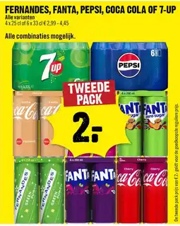 Dirck 3 Fernandes, fanta, pepsi, coca cola of 7-up aanbieding