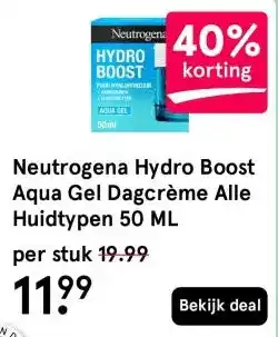 Etos Neutrogena Hydro Boost Aqua Gel Dagcrème Alle Huidtypen 50 ML aanbieding