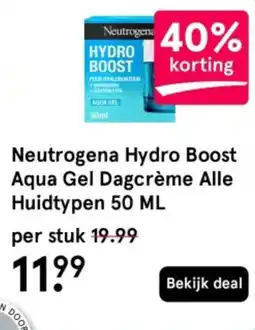 Etos Neutrogena Hydro Boost Aqua Gel Dagcrème Alle Huidtypen aanbieding