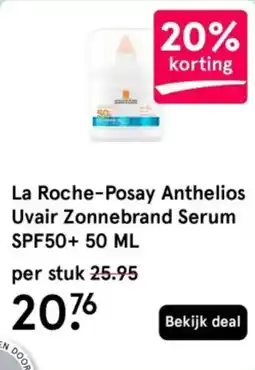 Etos La Roche-Posay Anthelios Uvair Zonnebrand Serum SPF50+ aanbieding