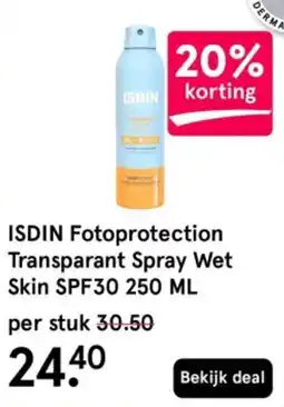 Etos ISDIN Fotoprotection Transparant Spray Wet Skin SPF30 aanbieding