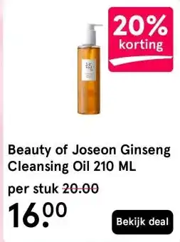 Etos Beauty of Joseon Ginseng Cleansing Oil 210 ML aanbieding