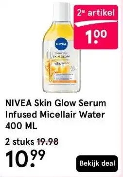 Etos NIVEA Skin Glow Serum Infused Micellair Water 400 ML aanbieding