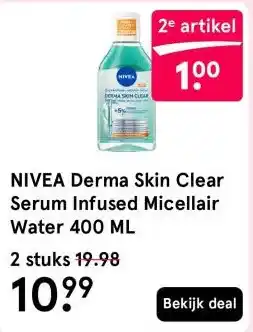 Etos NIVEA Derma Skin Clear Serum Infused Micellair Water 400 ML aanbieding