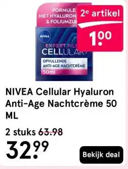 Etos NIVEA Cellular Hyaluron Anti-Age Nachtcrème 50 ML aanbieding