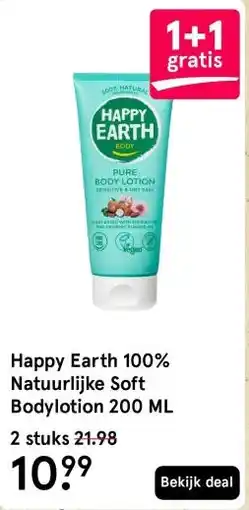 Etos Happy Earth 100% Natuurlijke Soft Bodylotion 200 ML aanbieding