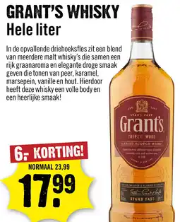 Dirck 3 Grant's Triple Wood blended Whisky 100 cl aanbieding