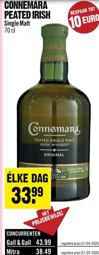 Dirck 3 Connemara Original Irish Single Malt Whiskey 70 cl aanbieding