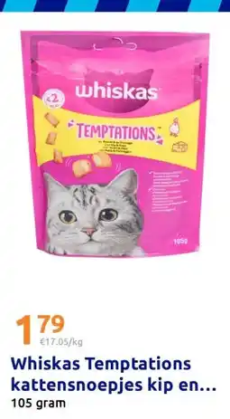 Action Whiskas Temptations kattensnoepjes kip en kaas aanbieding