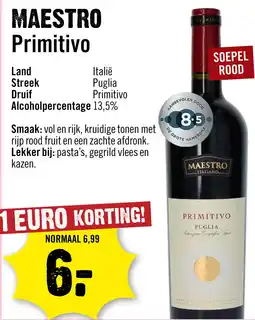 Dirck 3 Maestro Primitivo 75 cl aanbieding