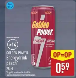 ALDI Golden power Energydrink peach aanbieding