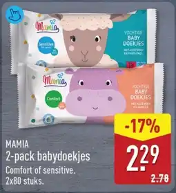 ALDI MAMIA 2-pack babydoekjes aanbieding