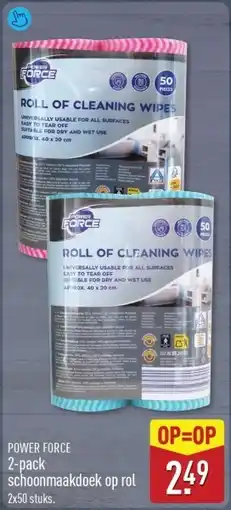 ALDI Power force 2-pack schoonmaakdoek op rol aanbieding