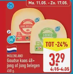 ALDI Molenland Goudse kaas 48+ jong of jong belegen aanbieding