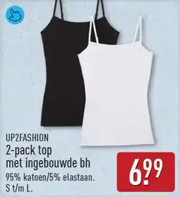 ALDI Up2fashion 2-pack top met ingebouwde bh aanbieding