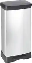 Bol.com Curver Decobin Prullenbak - 50L - 39x29x72 cm - Zilver Metallic aanbieding