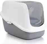 Bol.com Savic Nestor - Kattenbak - Inklapbare Voorkant - Grijs/Wit - 56 x 39 x 38,5 cm aanbieding
