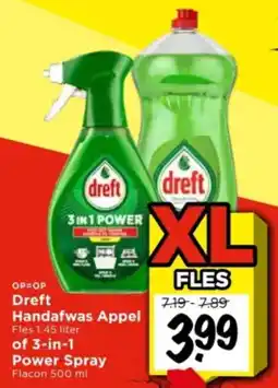 Vomar Voordeelmarkt Dreft Handafwas Appel of 3-in-1 Power Spray aanbieding