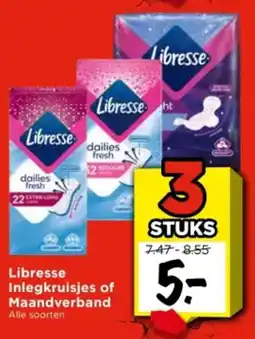Vomar Voordeelmarkt Libresse Inlegkruisjes of Maandverband aanbieding