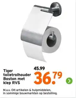 GAMMA Tiger toiletrolhouder Boston met klep RVS aanbieding