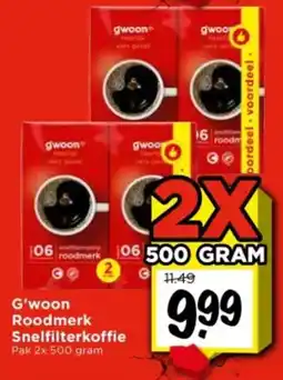 Vomar Voordeelmarkt G'woon Roodmerk Snelfilterkoffie aanbieding