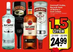 Vomar Voordeelmarkt Smirnoff Vodka, Bacardi Rum of Bailey's Irish Cream aanbieding