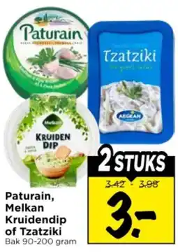 Vomar Voordeelmarkt Paturain, Melkan Kruidendip of Tzatziki aanbieding