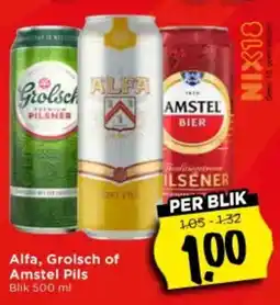 Vomar Voordeelmarkt Alfa, Grolsch of Amstel Pils Blik aanbieding