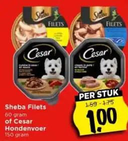 Vomar Voordeelmarkt Sheba Filets of Cesar Hondenvoer aanbieding