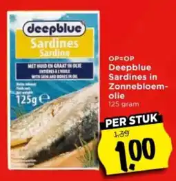 Vomar Voordeelmarkt Deepblue Sardines in Zonnebloem olie aanbieding