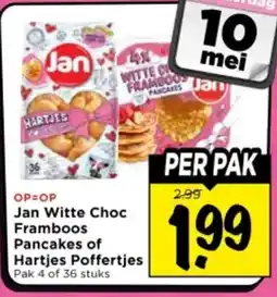 Vomar Voordeelmarkt Jan Witte Choc Framboos Pancakes of Hartjes Poffertjes aanbieding