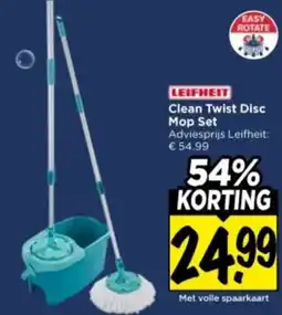 Vomar Voordeelmarkt Leifheit Clean Twist Disc Mop Set aanbieding