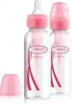 Bol.com Dr. Brown's Options+ Anti-Colic Babyfles - Smalle halsfles - 250ml - Roze - 2 stuks aanbieding