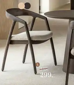 Xooon Dante, armstoel - eik clay met gestoffeerde zit in stof Cloudy aanbieding