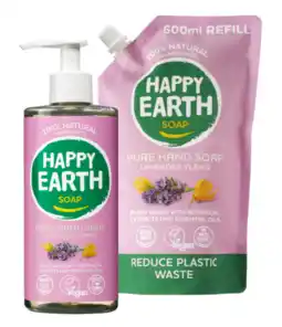 De Online Drogist Happy Earth Lavender Ylang Handzeep + Refill Combi Pack 2 Stuks aanbieding