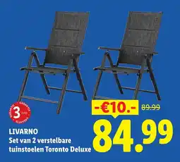 Lidl Livarno Set van 2 verstelbare tuinstoelen Toronto Deluxe aanbieding