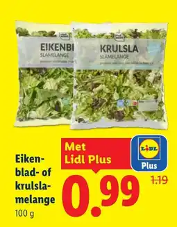 Lidl Eiken blad of krulsla melange aanbieding