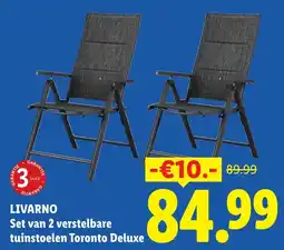 Lidl Livarno Set van 2 verstelbare tuinstoelen Toronto Deluxe aanbieding