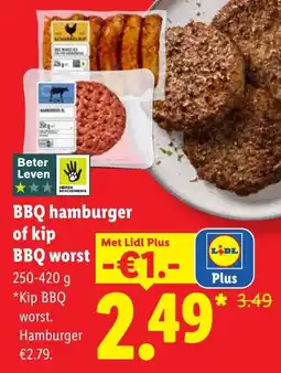 Lidl BBQ hamburger of kip BBQ worst aanbieding