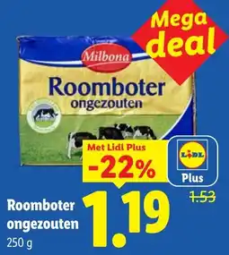 Lidl Roomboter ongezouten aanbieding