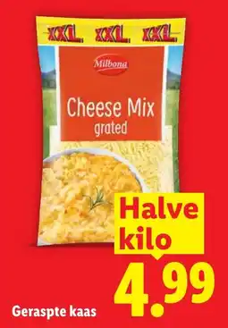 Lidl Geraspte kaas aanbieding