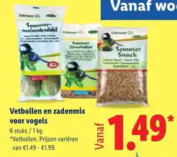 Lidl Vetbollen en zadenmix voor vogels aanbieding