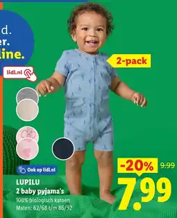 Lidl Lupilu 2 baby pyjama's aanbieding