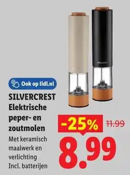 Lidl Silvercrest elektrische peper en zoutmolen aanbieding