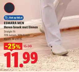 Lidl Esmara men heren broek met linnen aanbieding