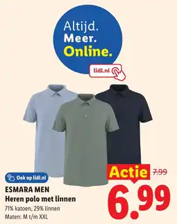 Lidl Esmara men heren polo met linnen aanbieding